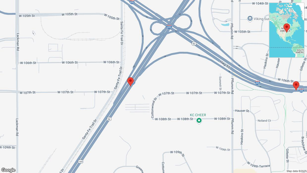 A detailed map that shows the affected road due to 'Drivers cautioned as heavy rain triggers traffic concerns on eastbound US-50 East in Lenexa' on March 4th at 10:51 p.m.