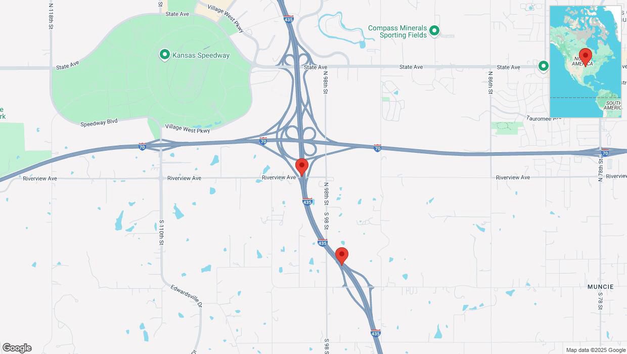 A detailed map that shows the affected road due to 'Heavy rain prompts traffic advisory on southbound I-435 in Edwardsville' on March 4th at 10:57 p.m.