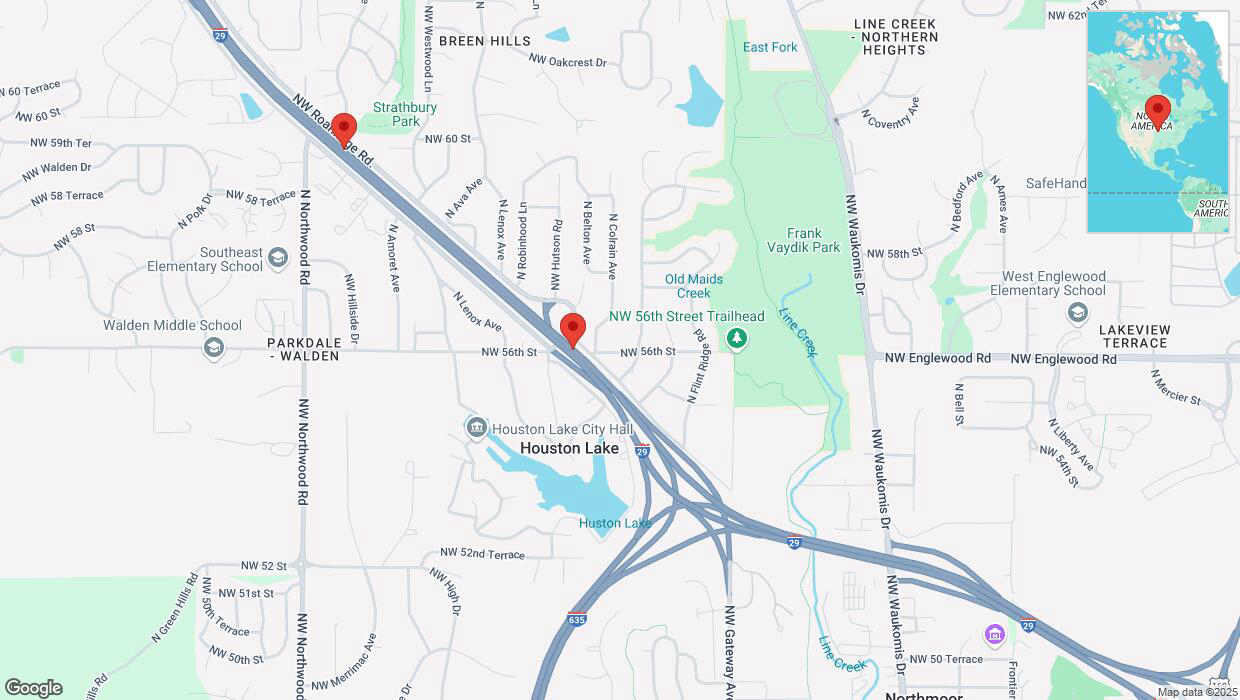 A detailed map that shows the affected road due to 'Heavy rain prompts traffic advisory on northbound I-29 in Kansas City' on March 4th at 11:25 p.m.