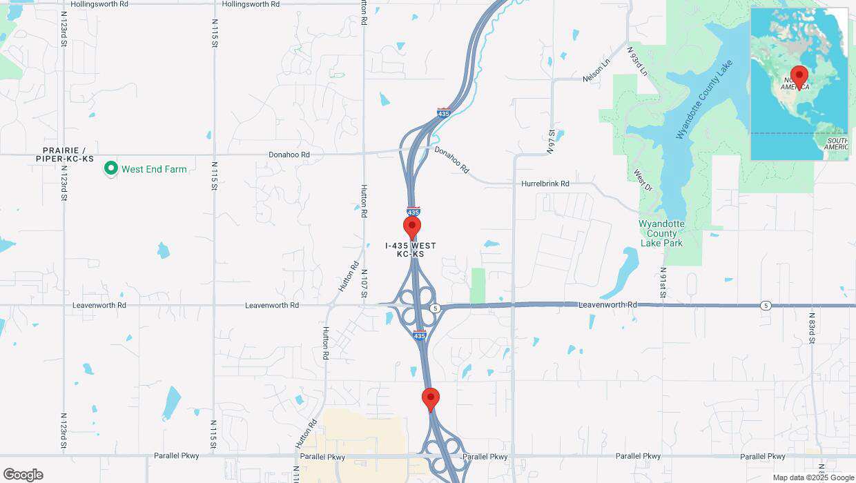 A detailed map that shows the affected road due to 'Drivers cautioned as heavy rain triggers traffic concerns on southbound I-435 in Kansas City' on March 4th at 11:25 p.m.