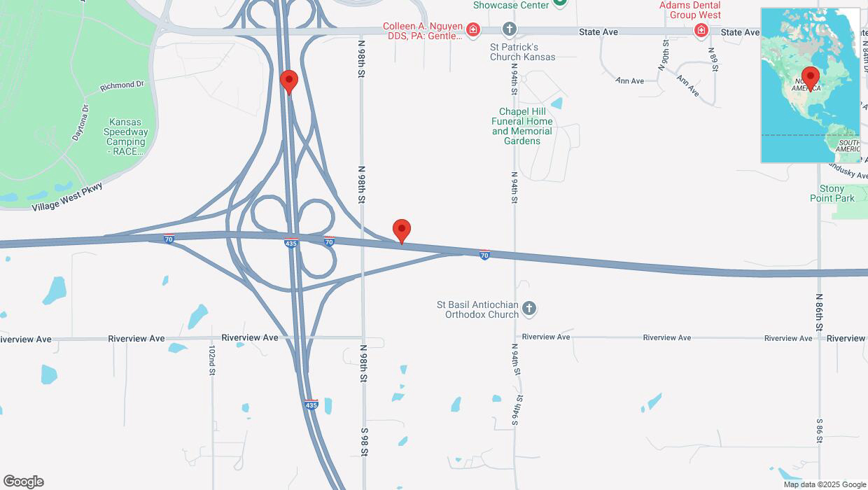 A detailed map that shows the affected road due to 'Heavy rain prompts traffic advisory on the Kansas Turnpike in Edwardsville' on March 4th at 11:32 p.m.