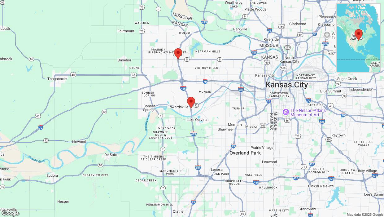 A detailed map that shows the affected road due to 'Drivers cautioned as heavy rain triggers traffic concerns on northbound I-435 in Edwardsville' on March 4th at 11:37 p.m.