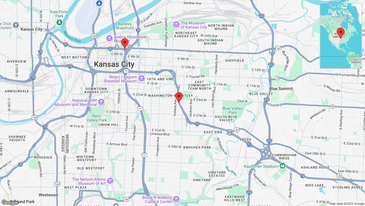 A detailed map that shows the affected road due to 'Traffic alert issued due to heavy rain conditions on northbound I-70 in Kansas City' on March 4th at 11:38 p.m.