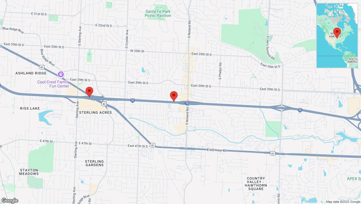 A detailed map that shows the affected road due to 'Heavy rain prompts traffic warning on westbound I-70 in Independence' on March 4th at 11:49 p.m.
