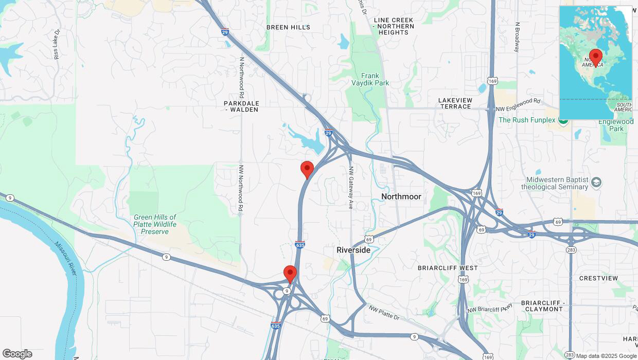 A detailed map that shows the affected road due to 'Drivers cautioned as heavy rain triggers traffic concerns on southbound I-635 in Riverside' on March 4th at 11:55 p.m.