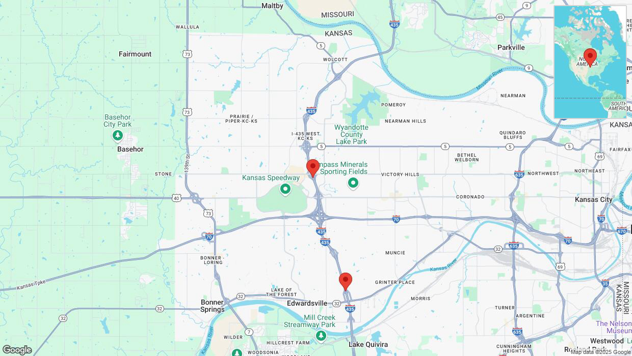 A detailed map that shows the affected road due to 'Drivers cautioned as heavy rain triggers traffic concerns on southbound I-435 in Kansas City' on March 4th at 11:55 p.m.