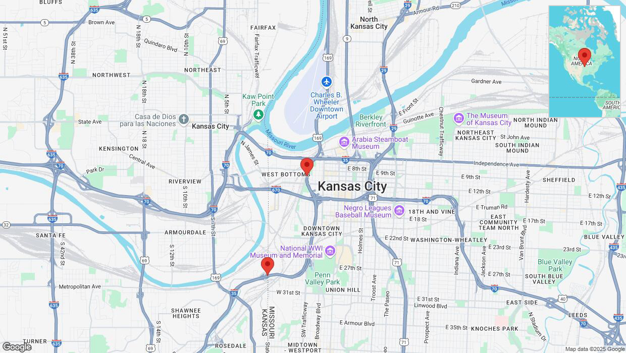 A detailed map that shows the affected road due to 'Heavy rain prompts traffic advisory on southbound I-35 in Kansas City' on March 4th at 11:55 p.m.