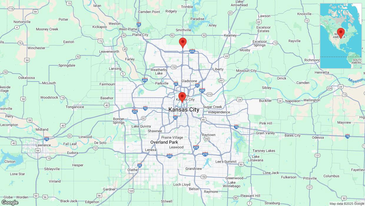 A detailed map that shows the affected road due to 'Traffic alert issued due to heavy rain conditions on northbound US-169 in Kansas City' on March 4th at 11:55 p.m.