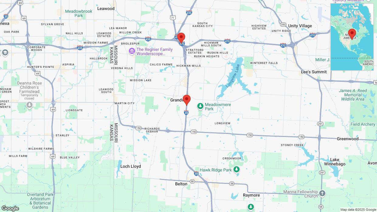 A detailed map that shows the affected road due to 'Drivers cautioned as heavy rain triggers traffic concerns on northbound I-40/US-71 in Grandview' on March 4th at 11:55 p.m.