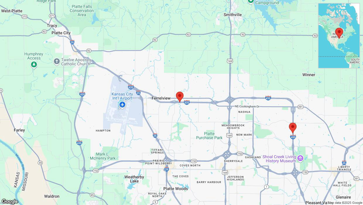 A detailed map that shows the affected road due to 'Drivers cautioned as heavy rain triggers traffic concerns on southbound I-435 in Kansas City' on March 4th at 11:55 p.m.