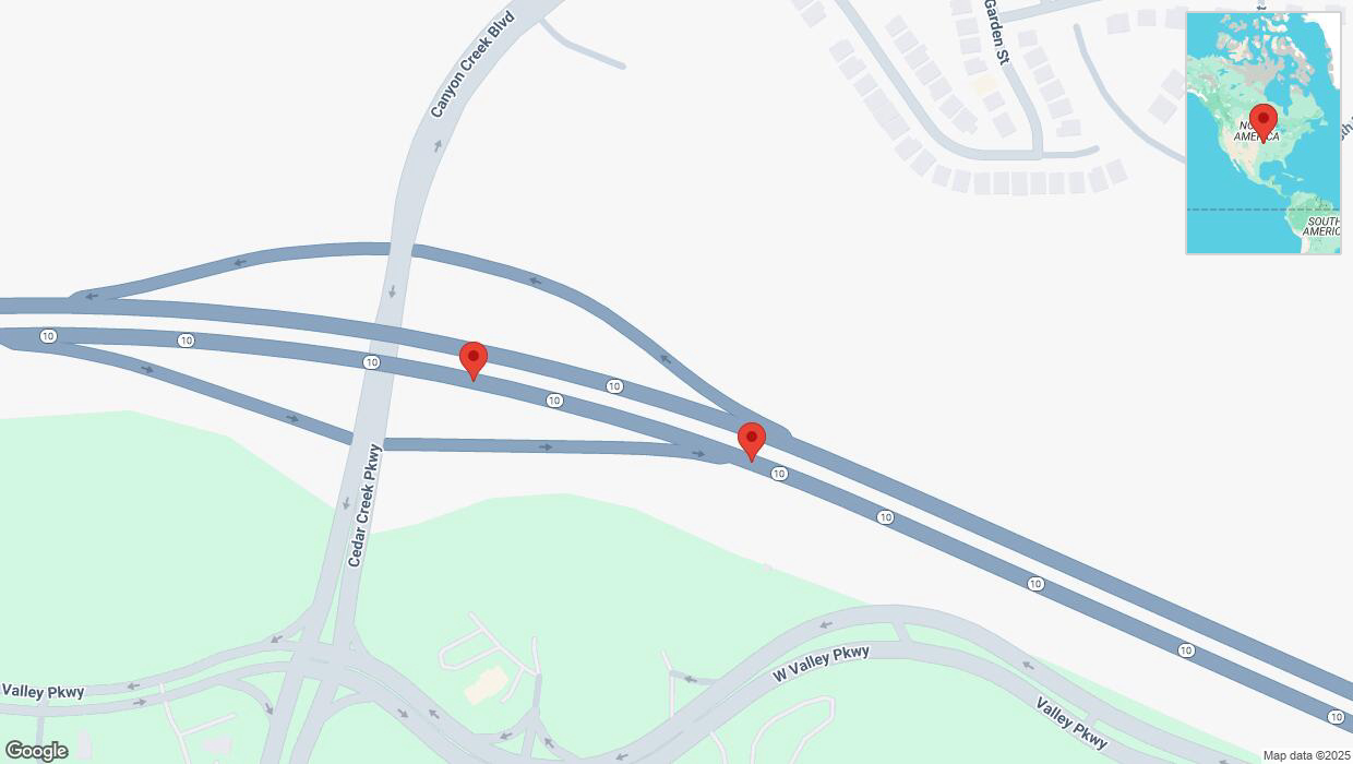 A detailed map that shows the affected road due to 'Broken down vehicle on eastbound K-10 in Lenexa' on March 5th at 9:41 a.m.