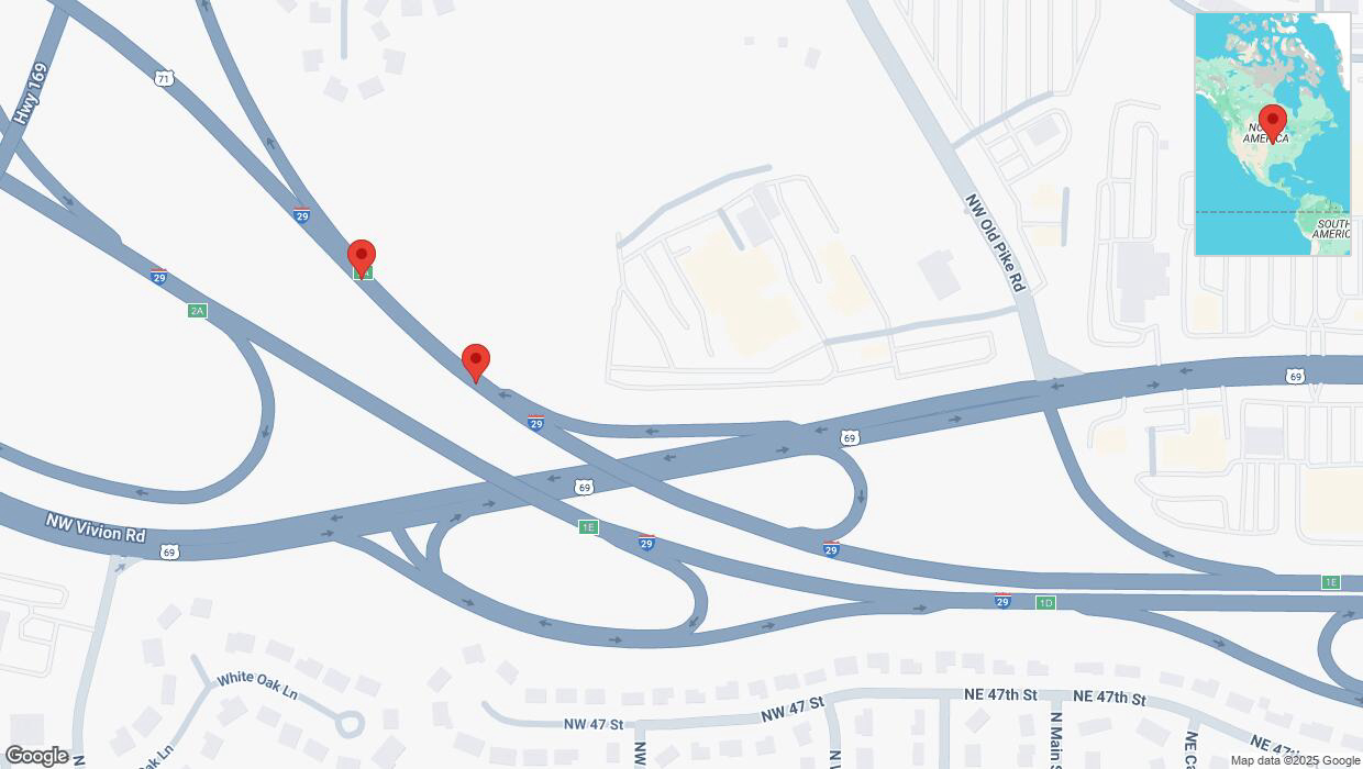 A detailed map that shows the affected road due to 'Reports of a crash on northbound I-29' on March 5th at 4 p.m.