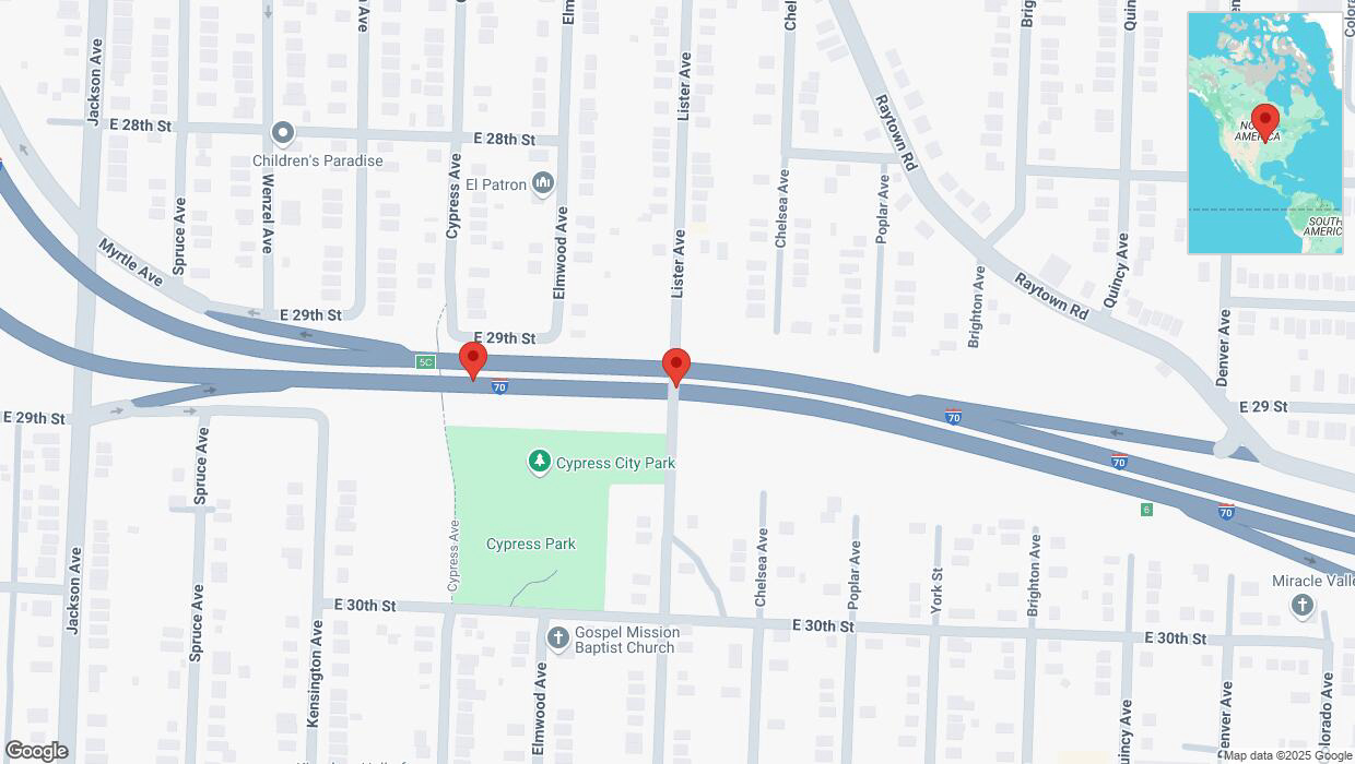 A detailed map that shows the affected road due to 'Broken down vehicle on eastbound I-70 in Kansas City' on March 5th at 9:12 p.m.