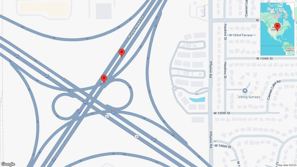 A detailed map that shows the affected road due to 'Crash report: I-35' on March 6th at 4:29 p.m.