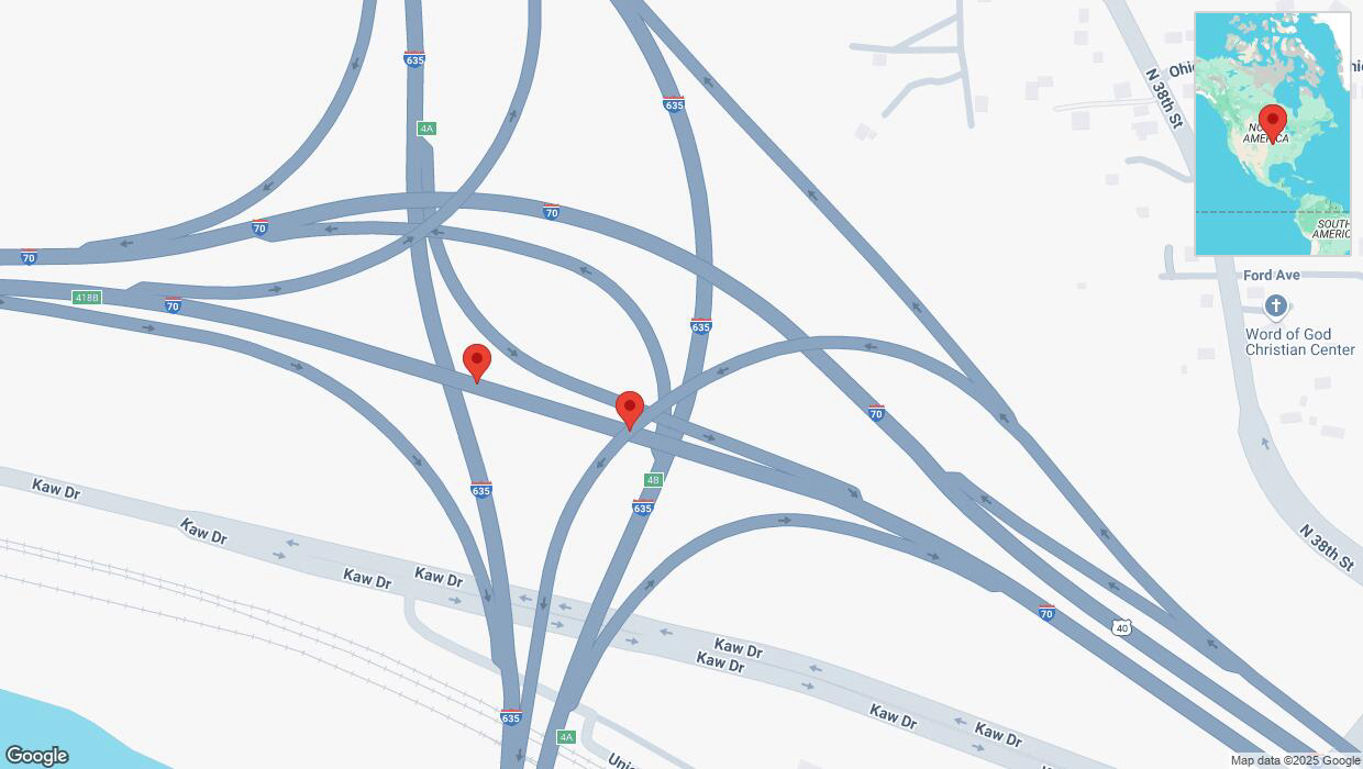 A detailed map that shows the affected road due to 'Crash report: I-70' on March 6th at 7:58 p.m.