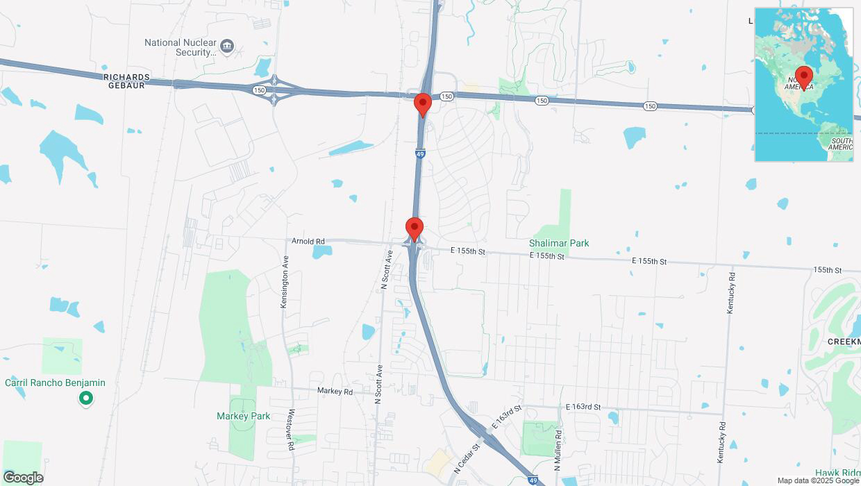 A detailed map that shows the affected road due to 'A crash has been reported on northbound I-40/US-71' on March 6th at 8:22 p.m.