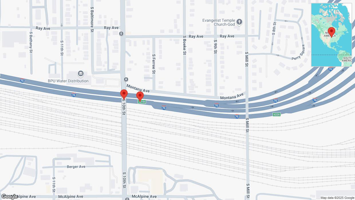 A detailed map that shows the affected road due to 'Broken down vehicle on eastbound I-70 in Kansas City' on March 7th at 2:24 p.m.