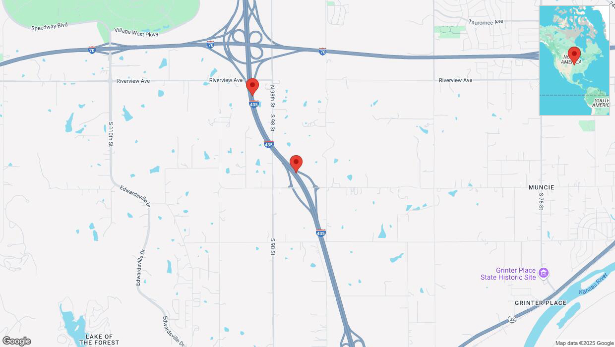 A detailed map that shows the affected road due to 'Crash update: I-435' on March 7th at 2:01 p.m.