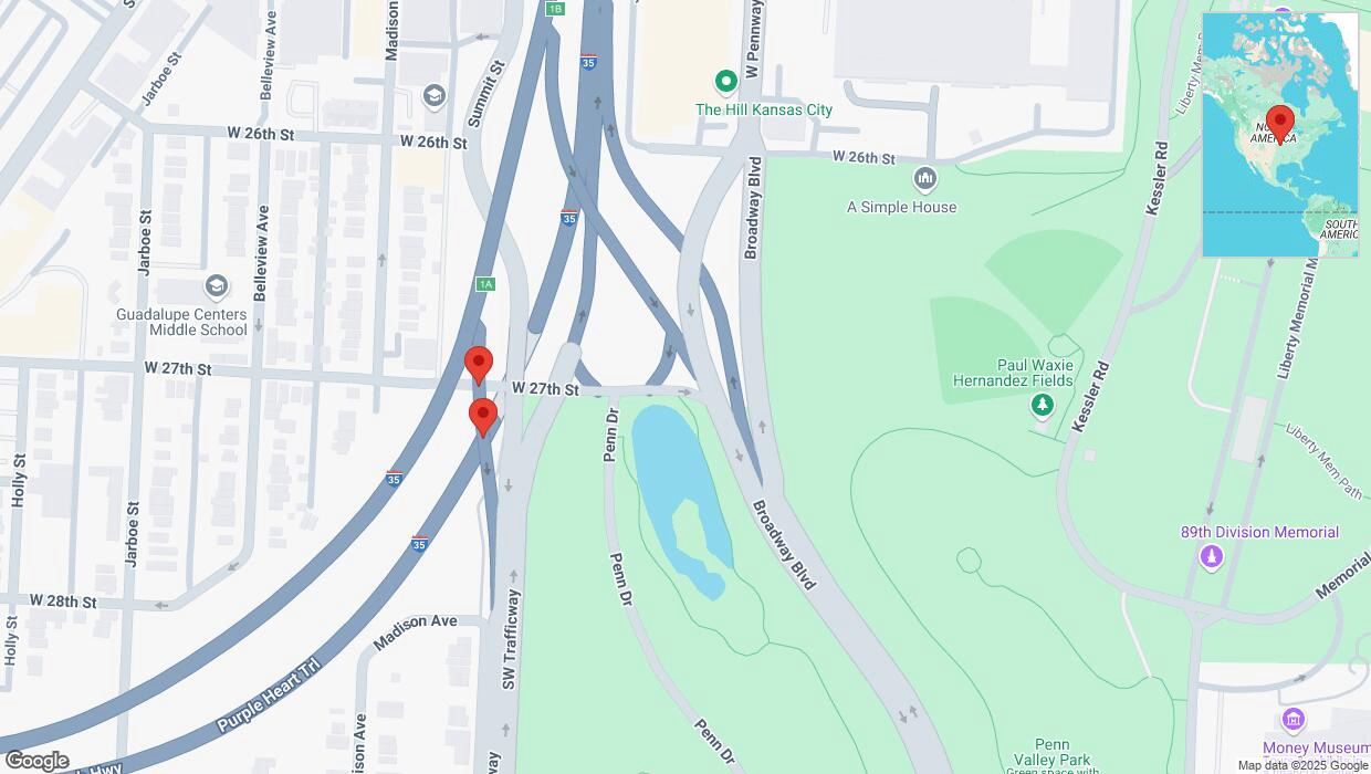 A detailed map that shows the affected road due to 'Reports of a crash on Madison Avenue' on March 7th at 2:12 p.m.