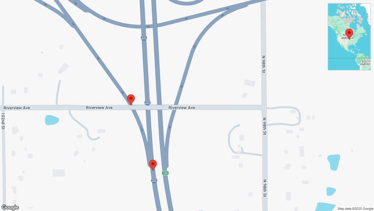 A detailed map that shows the affected road due to 'Broken down vehicle on Riverview Avenue in Edwardsville' on March 7th at 4:48 p.m.