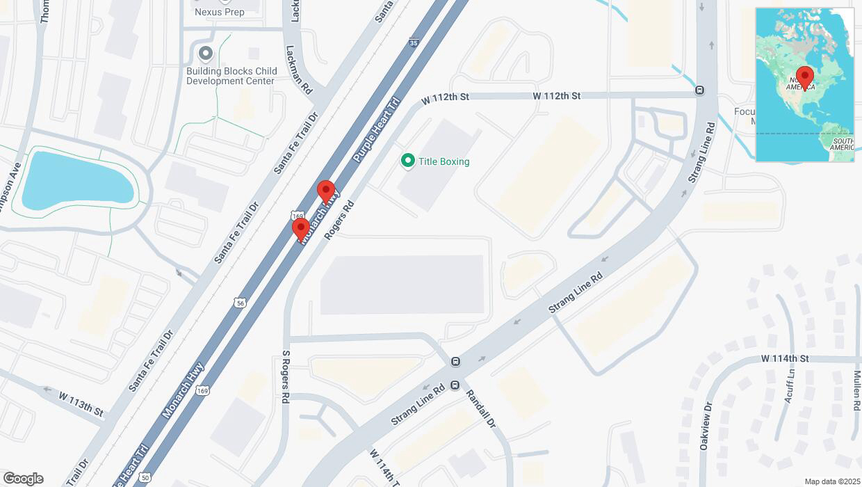 A detailed map that shows the affected road due to 'Broken down vehicle on eastbound I-35 in Lenexa' on March 7th at 5:30 p.m.