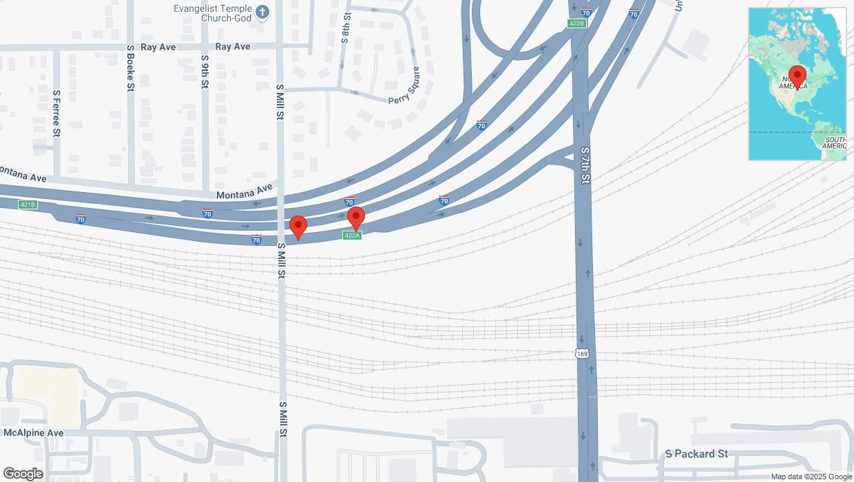 A detailed map that shows the affected road due to 'Broken down vehicle on eastbound I-70 in Kansas City' on March 8th at 2:22 p.m.
