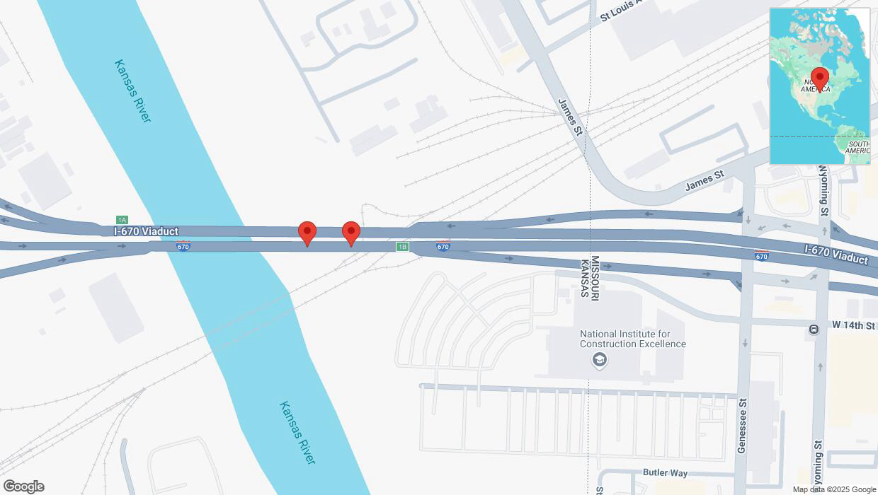 A detailed map that shows the affected road due to 'Crash report: I-670' on March 8th at 6:03 p.m.