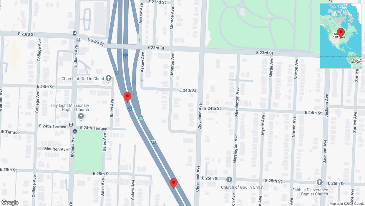 A detailed map that shows the affected road due to 'Broken down vehicle on eastbound I-70 in Kansas City' on March 10th at 12:27 p.m.