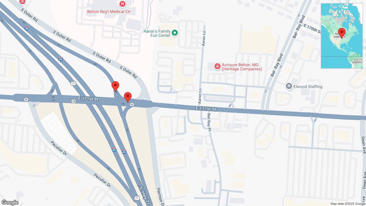 A detailed map that shows the affected road due to 'A crash has been reported on East 171st Street' on March 10th at 12:27 p.m.
