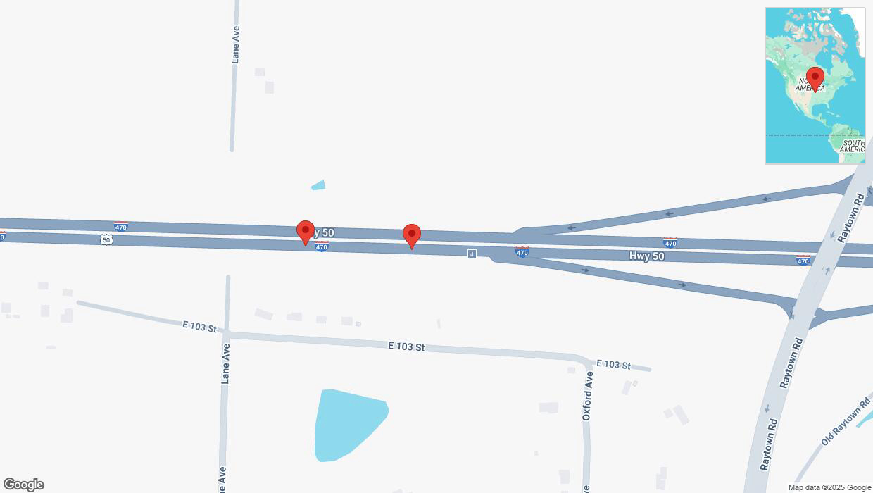 A detailed map that shows the affected road due to 'Broken down vehicle on eastbound I-470 in Kansas City' on March 10th at 12:27 p.m.