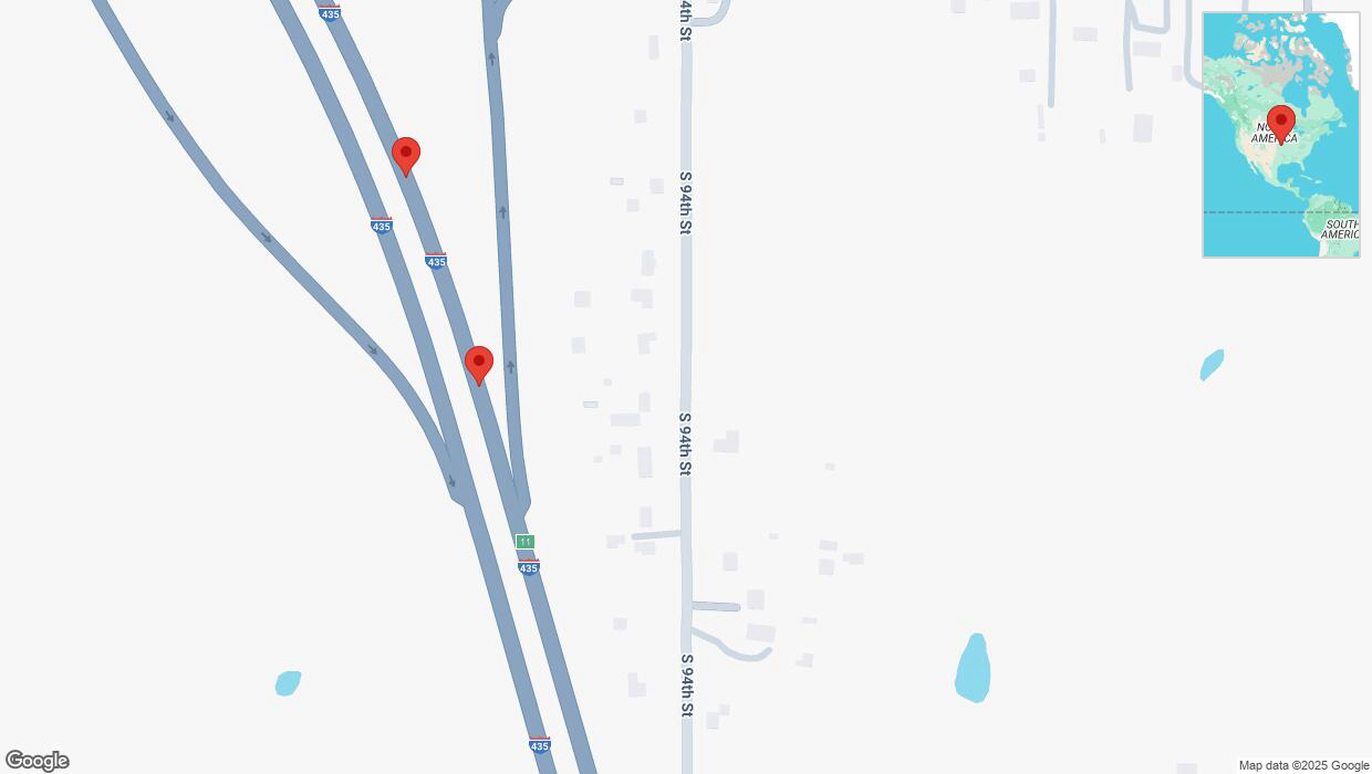 A detailed map that shows the affected road due to 'Broken down vehicle on northbound I-435 in Edwardsville' on March 10th at 2:27 p.m.