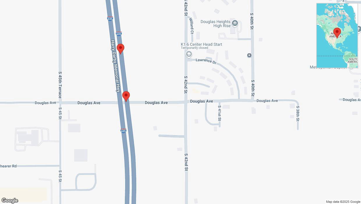 A detailed map that shows the affected road due to 'Broken down vehicle on northbound I-635 in Kansas City' on March 10th at 3:35 p.m.