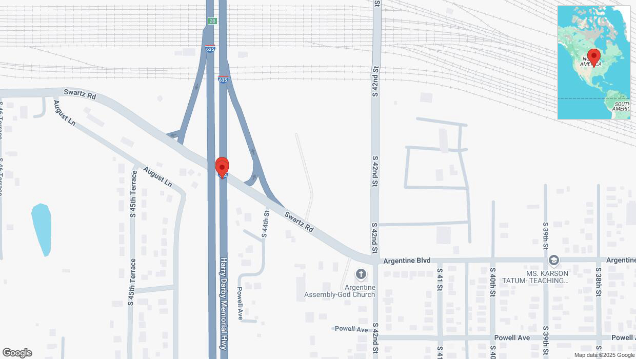 A detailed map that shows the affected road due to 'Broken down vehicle on northbound I-635 in Kansas City' on March 10th at 3:06 p.m.