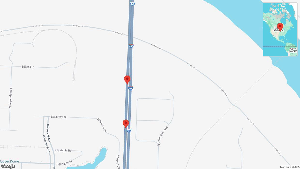 A detailed map that shows the affected road due to 'Broken down vehicle on southbound I-435 in Kansas City' on March 10th at 4:33 p.m.