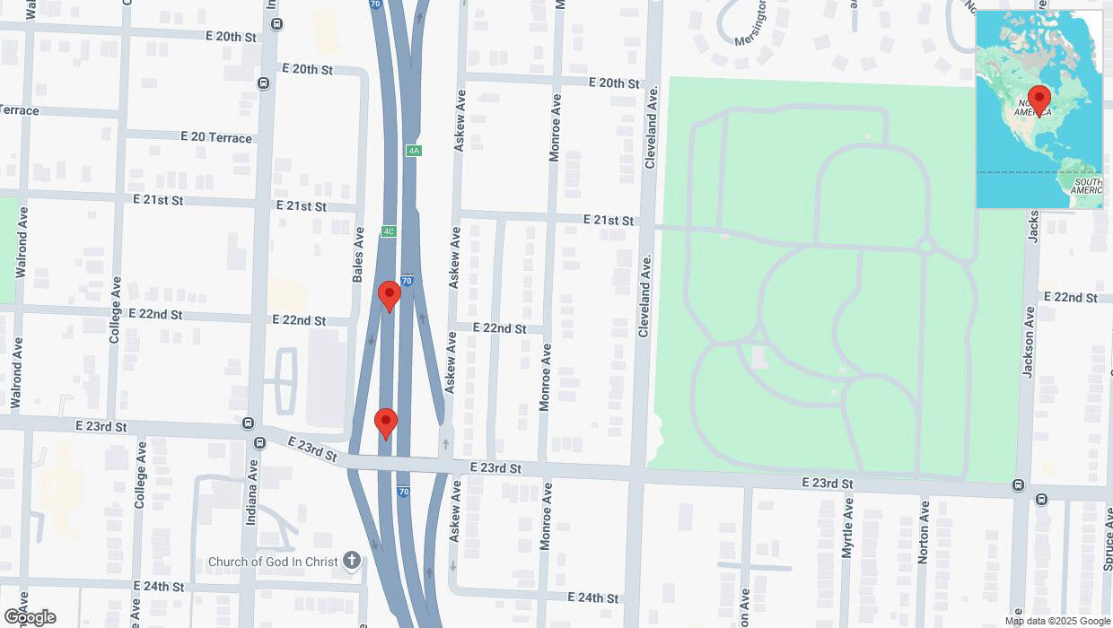 A detailed map that shows the affected road due to 'Broken down vehicle on eastbound I-70 in Kansas City' on March 10th at 5:23 p.m.