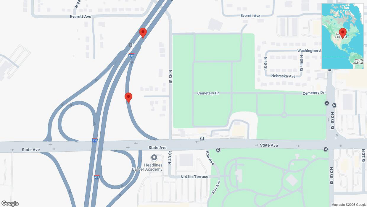 A detailed map that shows the affected road due to 'Broken down vehicle on Washington Avenue in Kansas City' on March 10th at 5:29 p.m.
