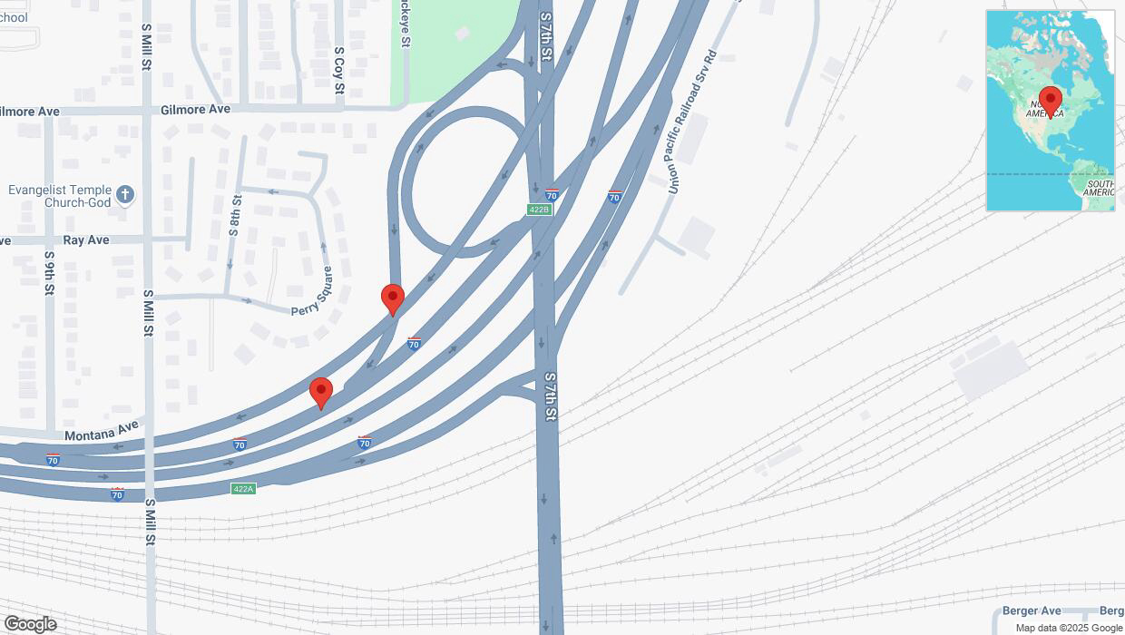 A detailed map that shows the affected road due to 'Broken down vehicle on southbound US-69 South in Kansas City' on March 10th at 9:46 p.m.