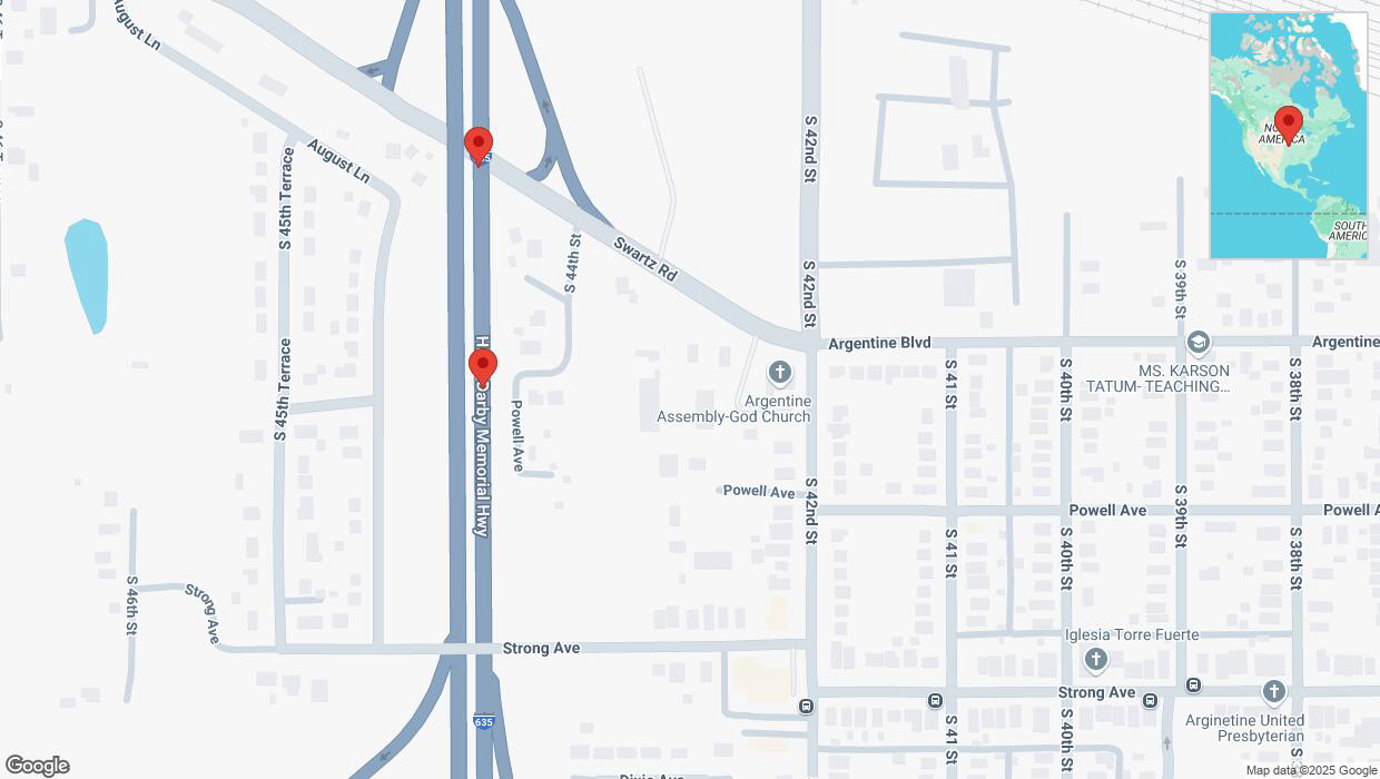 A detailed map that shows the affected road due to 'Broken down vehicle on northbound I-635 in Kansas City' on March 18th at 5:08 p.m.