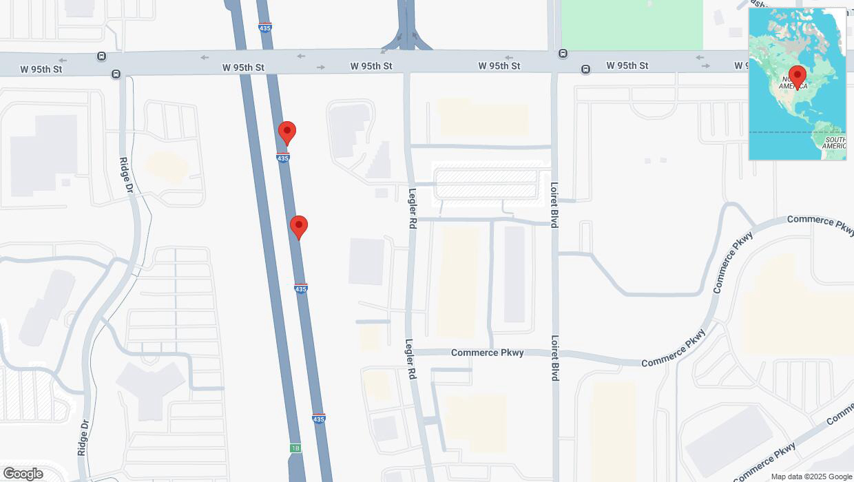 A detailed map that shows the affected road due to 'Broken down vehicle on northbound I-435 in Lenexa' on March 11th at 5:26 p.m.