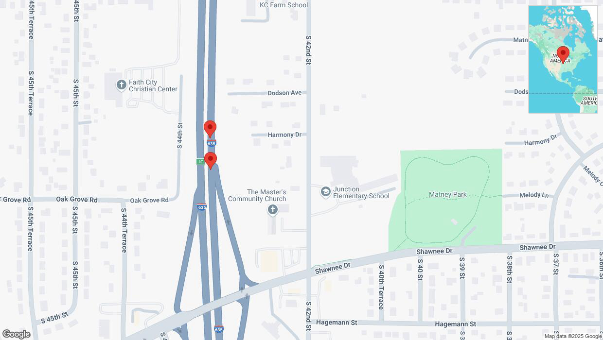 A detailed map that shows the affected road due to 'Crash reported on northbound I-635 in Kansas City' on March 11th at 5:48 p.m.