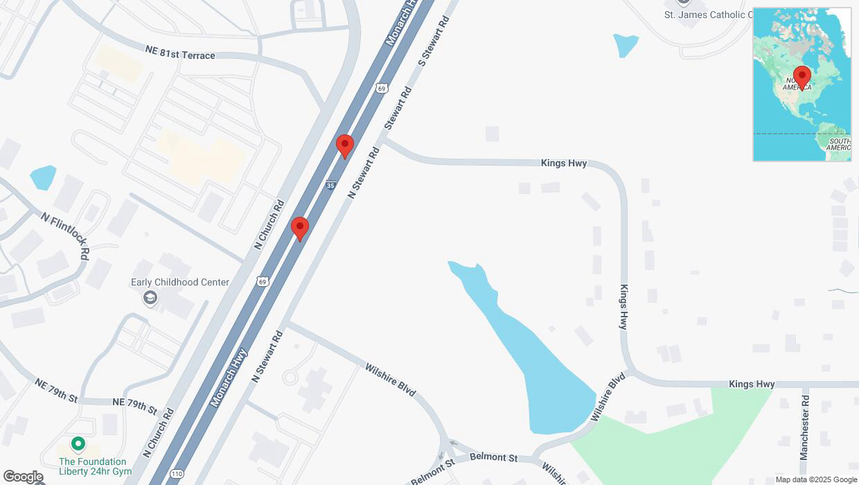 A detailed map that shows the affected road due to 'Crash update: I-35' on March 13th at 10:09 p.m.