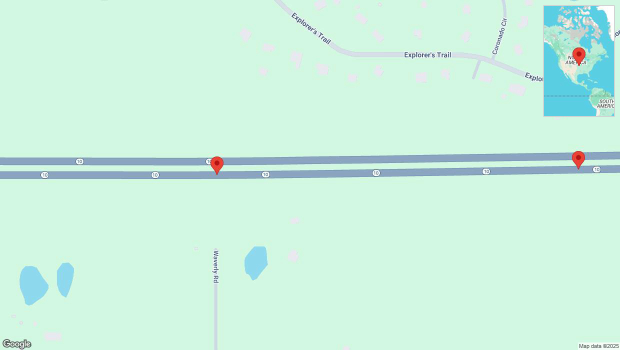 A detailed map that shows the affected road due to 'Warning: Crash on eastbound K-10 in De Soto' on March 14th at 7:50 p.m.