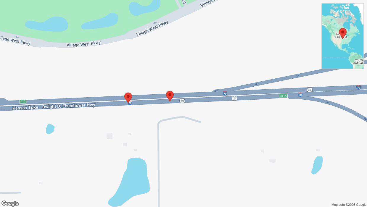 A detailed map that shows the affected road due to 'Broken down vehicle on eastbound I-70 in Edwardsville' on March 17th at 4:29 p.m.