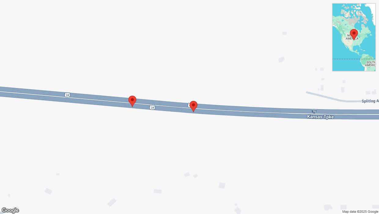 A detailed map that shows the affected road due to 'Broken down vehicle on eastbound I-70 in Kansas City' on March 17th at 4:40 p.m.