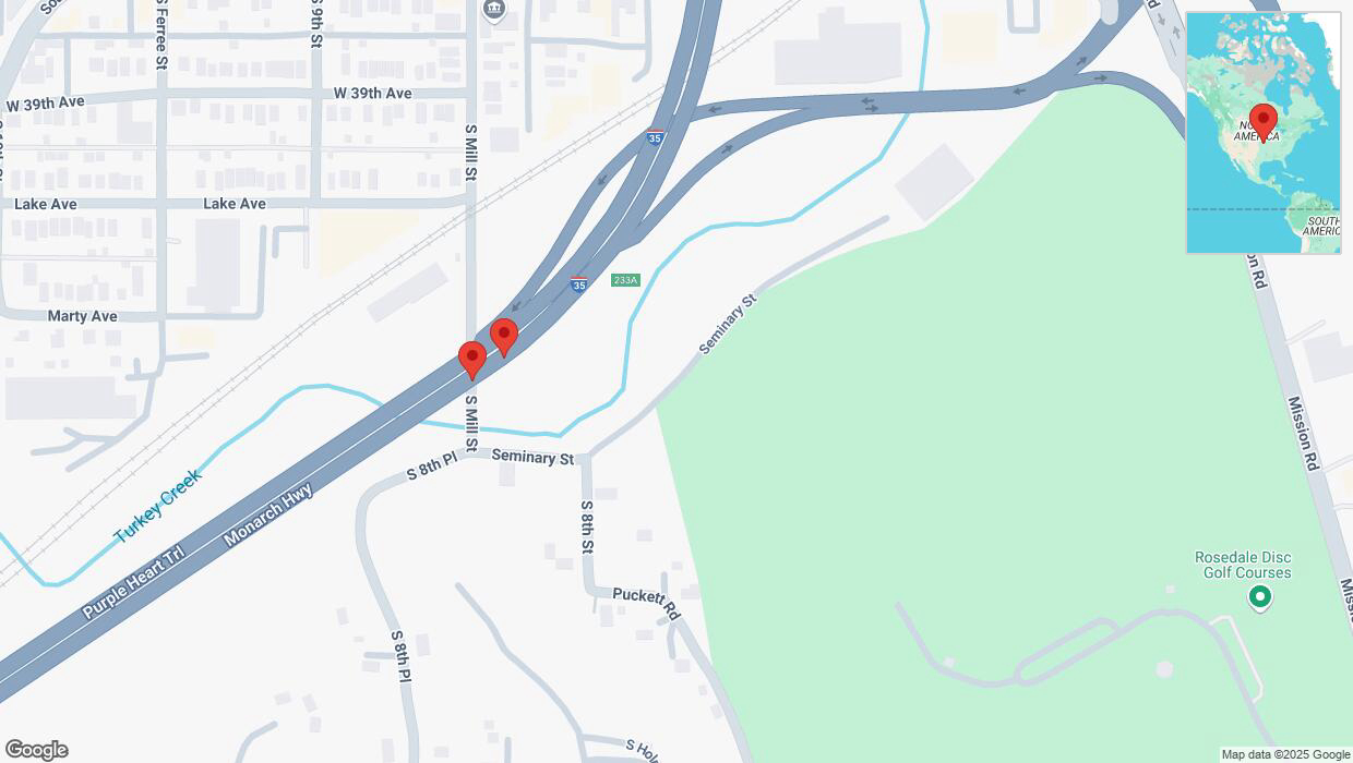 A detailed map that shows the affected road due to 'Reports of a crash on northbound I-35' on March 17th at 4:45 p.m.