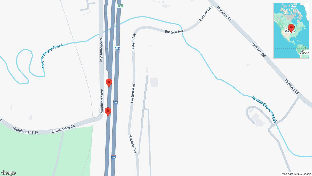 A detailed map that shows the affected road due to 'Broken down vehicle on southbound I-435 in Kansas City' on March 17th at 6:43 p.m.