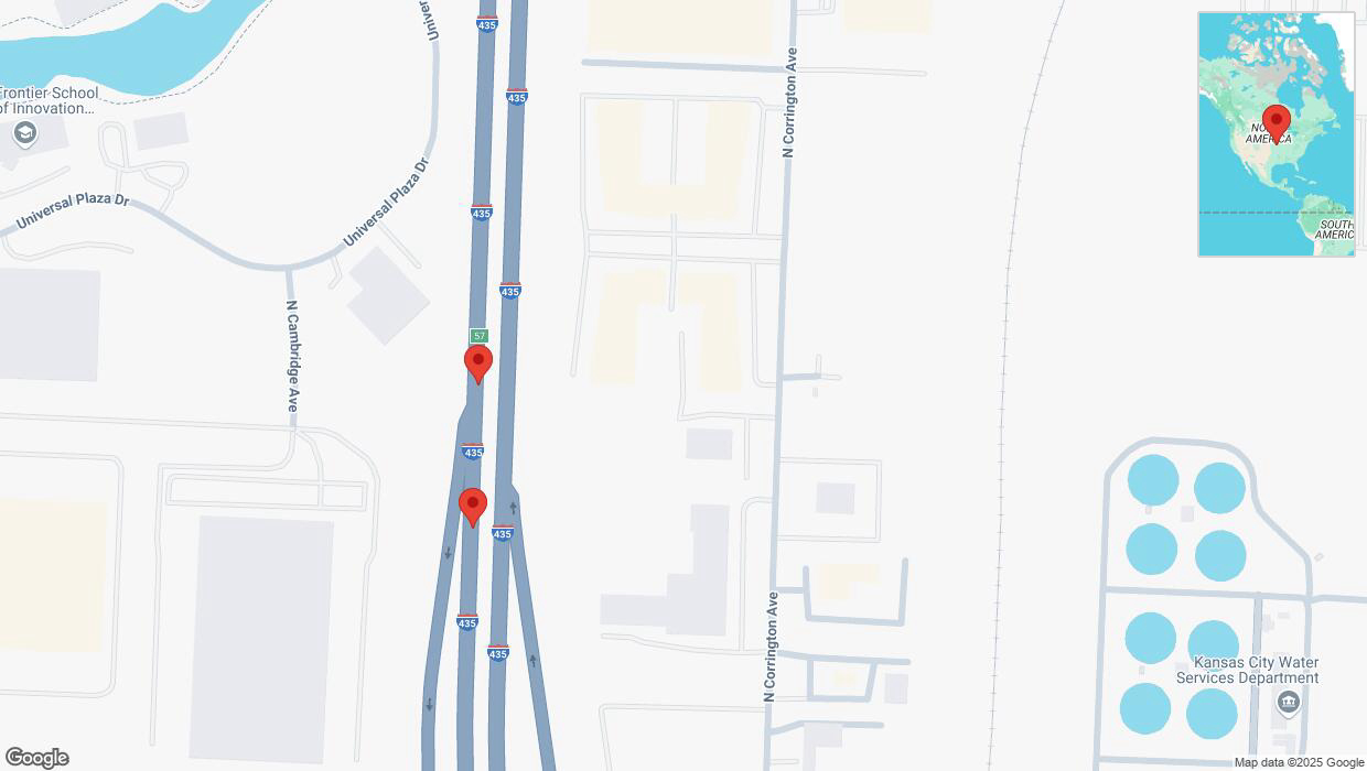 A detailed map that shows the affected road due to 'Broken down vehicle on southbound I-435 in Kansas City' on March 17th at 7:24 p.m.
