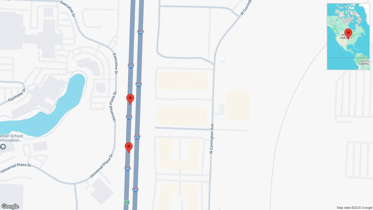 A detailed map that shows the affected road due to 'Broken down vehicle on southbound I-435 in Kansas City' on March 17th at 7:36 p.m.