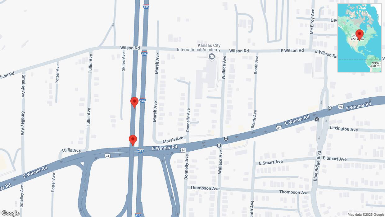 A detailed map that shows the affected road due to 'Broken down vehicle on southbound I-435 in Kansas City' on March 18th at 12:16 p.m.