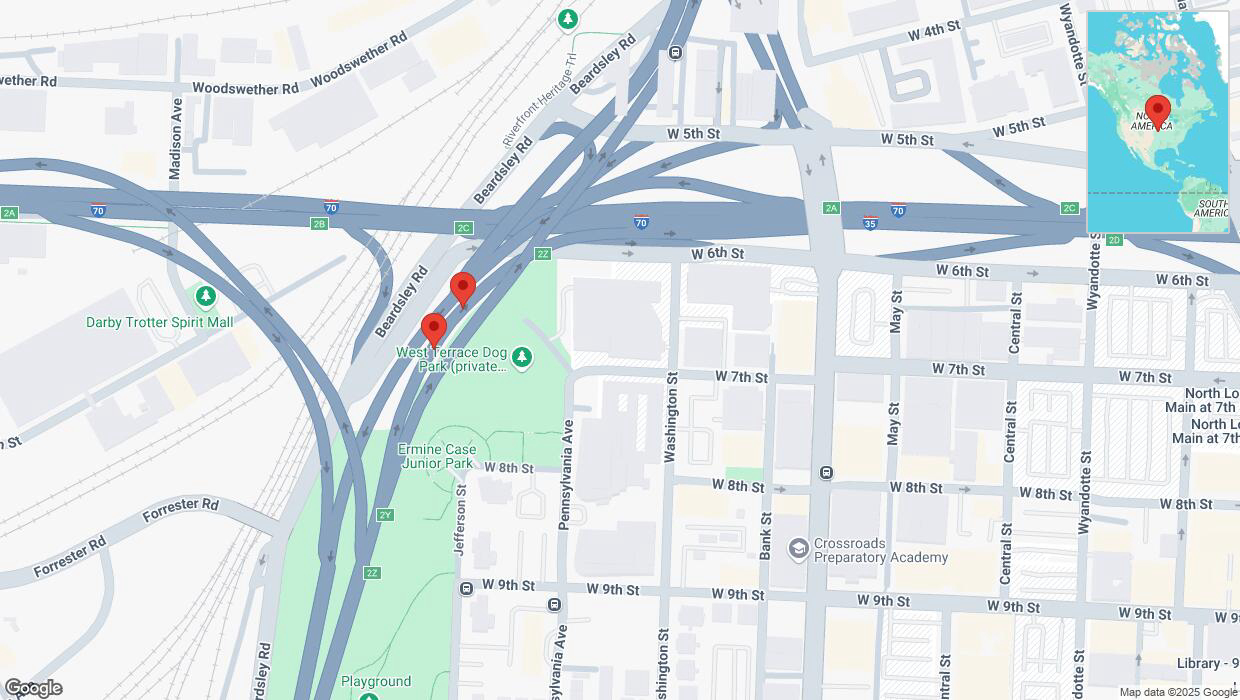 A detailed map that shows the affected road due to 'Broken down vehicle on northbound I-35 in Kansas City' on March 18th at 5:54 p.m.